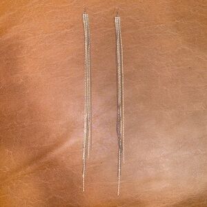 Long silver and CZ stone earrings